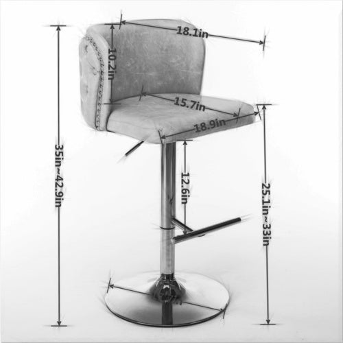 Furniture,Swivel Barstools Adjusatble Seat Height, Modern PU Upholstered Bar Stools With The Whole Back Tufted, For Home Pub And Kitchen Island