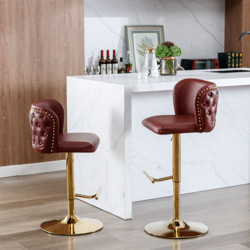Furniture,Swivel Barstools Adjusatble Seat Height, Modern PU Upholstered Bar Stools With The Whole Back Tufted, For Home Pub And Kitchen Island